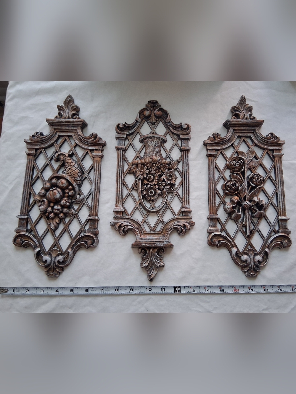 Vintage 1970s Syroco / Dart Ind. Decorative Wall Hangings Set Of 3